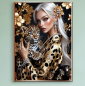 Preview: Diamond Painting Schöne Frau mit ihrem Leopard
